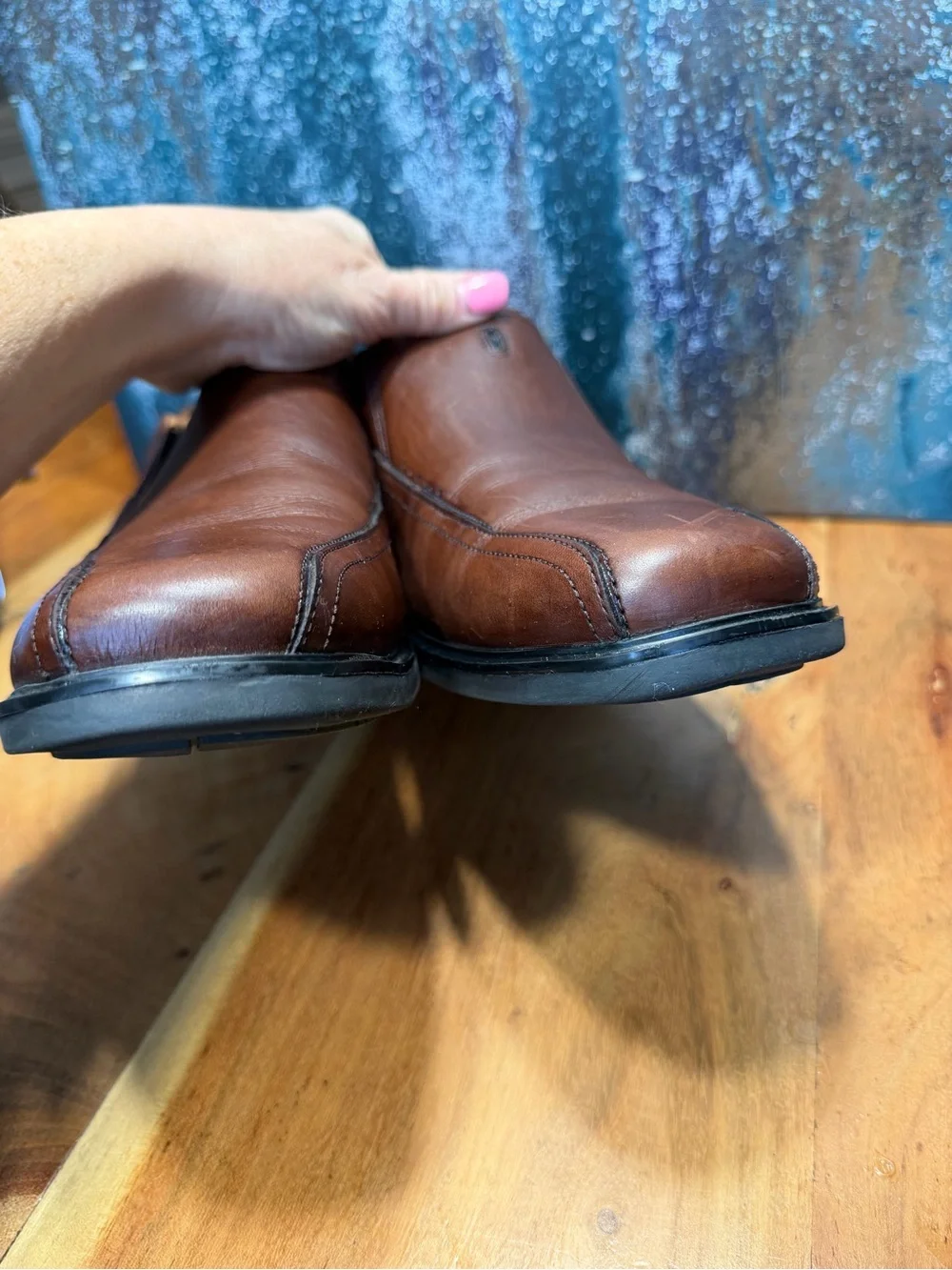 Clarks Classic Unstructured Brown Leather Slip-On Loafers Men’s Size 10 VGUC